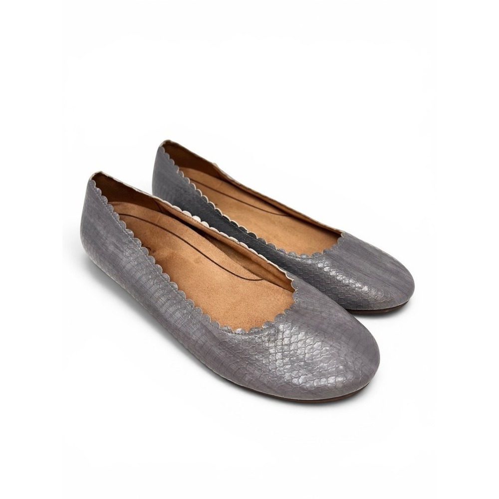 Vionic Julieta Scalloped ballet flats gray Sz 9.5 Classic Comfort Casual
